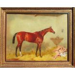 HARRY HALL, 1814 - 1882, OIL ON CANVAS Titled 'The Duke Race Horse and Stable', signed middle