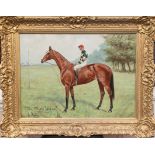 GEORGE PAICE, 1854 - 1925, OIL ON CANVAS Titled 'The Merry Widow', depicting a racehorse, signed