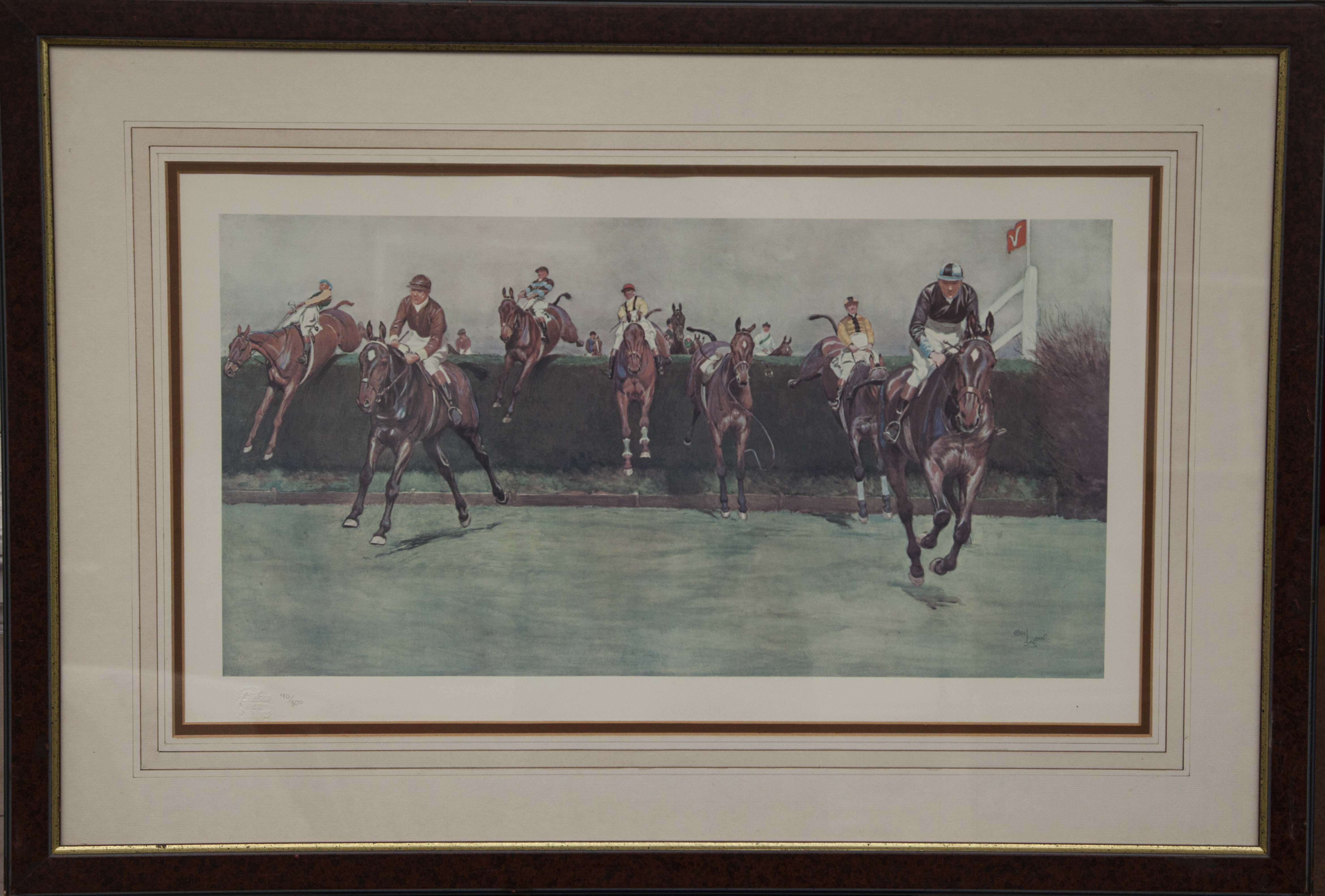 CECIL ALDIN, 1870 - 1935, A PAIR OF COLOURED PRINTS Titled 'The Grand National', glazed and - Image 2 of 2