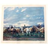 SIR ALFRED MUNNINGS, A SET OF FOUR HUNTING PRINTS Titled 'A Hunting Morning at The Kennels'