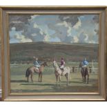 CHARLES CHURCH, B. 1970, OIL ON CANVAS Titled 'At the Start, Cheltenham', signed and contained in