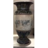 HANNAH BARLOW, A DOULTON LAMBETH VASE WITH INCISED DECORATION A pastoral scene with cattle and a