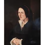 AFTER HANS HOLBEIN, A 19TH CENTURY OIL ON CANVAS PORTRAIT OF A LADY Gilt framed.