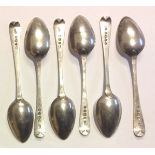 A SET OF SIX GEORGIAN SILVER TEASPOONS Hallmarked William Bateman 1823, of plain design,