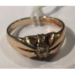 A HALLMARKED 9CT GOLD AND DIAMOND SINGLE STONE RING The old cut diamond claw set, to an open