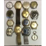 A COLLECTION OF EARLY 20TH CENTURY AND LATER GENTLEMEN'S SILVER STAINLESS STEEL AND ROLLED GOLD
