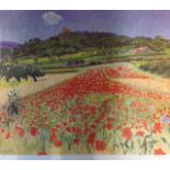 FREDERICK GORE, R.A., BRITISH, 1913 - 2009, A LIMITED EDITION LITHOGRAPH Titled 'A Field of Poppies,