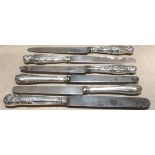 VON MÜNCHHAUSEN, SIX SILVER HANDLED KNIVES Including three of a kind and a pair. Provenance: