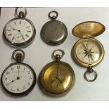 A COLLECTION OF LATE 19TH/EARLY 20TH CENTURY SILVER, GUN METAL AND BRASS POCKET WATCHES To include a