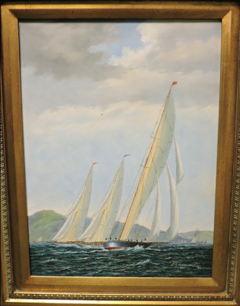 J.R. RICHARDSON, A PAIR OF OILS ON PANEL Yachting off the coast. (40cm x 30cm) - Image 2 of 3