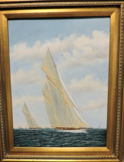 J.R. RICHARDSON, A PAIR OF OILS ON PANEL Yachting off the coast. (40cm x 30cm) - Image 3 of 3