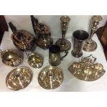A COLLECTION OF 19TH CENTURY AND LATER SILVER PLATED ITEMS Comprising a pair of Sheffield plate