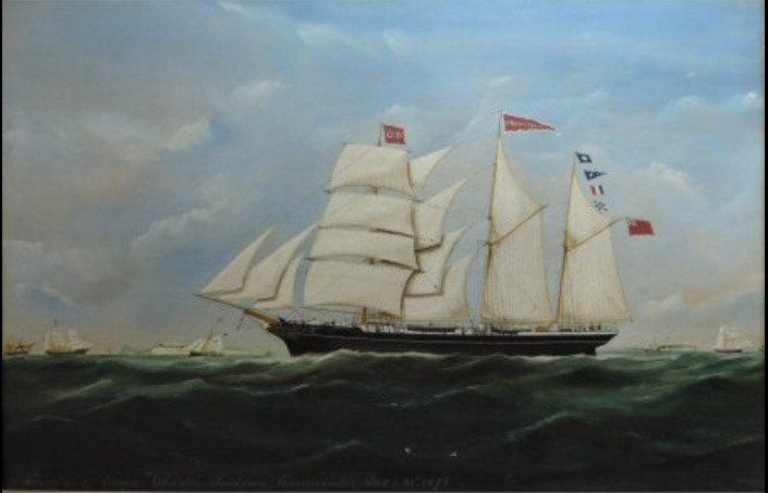 JOHN HUDSON, 1829 - 1897, OIL ON CANVAS Priscilla of Cowes in full sail, inscribed 'Charles Livetman