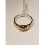 A 9CT GOLD AND DIAMOND SOLITAIRE RING The brilliant cut diamond illusion set, to a square mount,