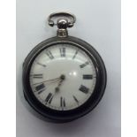 VERGE, A LATE 19TH CENTURY HALLMARKED SILVER PAIR CASED POCKET WATCH London, 1877, having a circular