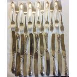 VON MÜNCHHAUSEN, AN EARLY 20TH CENTURY GERMAN SILVER PART CANTEEN OF CUTLERY Comprising twelve forks