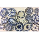 A COLLECTION OF EARLY 20TH CENTURY BLUE AND WHITE POTTERY DINNERWARE To include two Minton oval