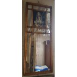 A LATE 19TH CENTURY GILT PIER MIRROR With sectional glass, surrounding a picture of young lady. (h