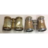 TWO PAIRS OF EARLY 20TH CENTURY MOTHER OF PEARL OPERA GLASSES One having ormolu mounts and the other