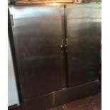 FOSTER, AN INDUSTRIAL DOUBLE STAINLESS STEEL FRIDGE. (approx w 144cm x d 83cm x h 167cm)