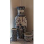 A LARGE 20TH CENTURY CHINESE PORCELAIN VASE Painted with two exotic birds, surrounded by prunus