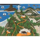 A 20TH CENTURY CONTINENTAL SCHOOL OIL ON CANVAS View of Rio De Janeiro, Brazil, bearing a Rowley