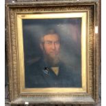 A 19TH CENTURY OIL ON CANVAS Portrait of a gentleman, in an ornate gilt frame.