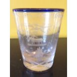 UNITE ORDER OF ODDFELLOWS, AN EARLY 20TH CENTURY MASONIC GLASS BEAKER Engraved with various symbols,