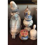 A COLLECTION OF EARLY 20TH CENTURY AND LATER PORCELAIN ITEMS To include a large Lladro figure of a