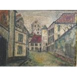 AN EARLY 20TH CENTURY CONTINENTAL SCHOOL OIL ON CANVAS Street scene, indistinctly signed and framed.