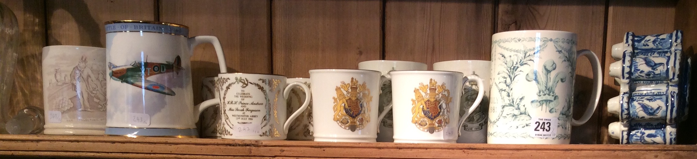 A COLLECTION OF COMMEMORATIVE PORCELAIN BEAKERS To include two Royal Doulton beakers, from the