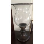 A GLASS AND BRONZE STORM LANTERN (46cm)