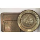 A COLLECTION OF 20TH CENTURY EGYPTIAN BRASS SERVING TRAYS Including a large rectangular tray,