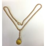 AN EARLY 20TH CENTURY 9CT ROSE GOLD CHAIN AND EDWARDIAN HALF SOVEREIGN PENDANT The uniform curb link