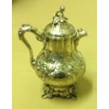 A 19TH CENTURY SILVER HOT WATER JUG BY EOFF & SHEPHERD, NEW YORK The baluster shaped, lidded water