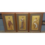 A SET OF THREE VICTORIAN AESTHETIC MOVEMENT OILS ON CANVAS Ladies in classical dress, framed. (