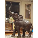 A LARGE BRONZE STATUE Of an Indian elephant. (47cm x 59cm)