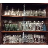 A COLLECTION OF VICTORIAN AND LATER CRYSTAL GLASS To include a baluster form decanter, biscuit