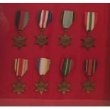 A COLLECTION OF EIGHT WORLD WAR II MILITARY STARS Of various campaigns, France and Germany, Italy,