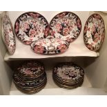 A COLLECTION OF 19TH CENTURY AND LATER DERBY PORCELAIN DINNERWARE To include twelve soup plates, ten