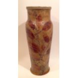 A LATE 19TH/EARLY 20TH CENTURY ROYAL DOULTON CIRCULAR SECTION VASE Of elongated tapering form,