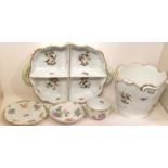 HEREND, A COLLECTION OF EARLY 20TH CENTURY PORCELAIN ITEMS Including a sweetmeat dish, with four