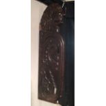 A 17TH/18TH CENTURY OAK DOUBLE SIDED CARVING Charles I. (25cm x 88cm)
