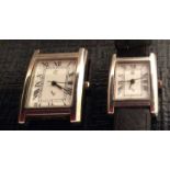 A.W., TWO LATE 20TH CENTURY STERLING SILVER WRISTWATCHES Of rectangular shape, having white dials