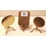 THREE GEORGIAN BRASS REFLECTORS Modelled as tilt top breakfast tables, two circular and one