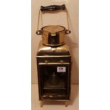 ELI GRIFFITHS & SONS, 1915, A POLISHED BRASS LANTERN With a turned wooden handle, chain and key,