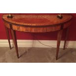 WILLIAM MOORE, AN 18TH CENTURY IRISH SATINWOOD AND NEOCLASSICAL INLAID DEMILUNE PIER/CONSOLE