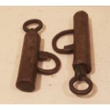 TWO 18TH CENTURY STEEL PADLOCKS/SCREW LOCKS, WKG.