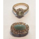 TWO VICTORIAN 18CT GOLD AND CATS EYE CHRYSOBERYL JEWELLERY ITEMS Comprising a ring with central cats