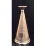 ROWING INTEREST, AN EARLY 20TH CENTURY HALLMARKED SILVER COX'S MAN'S MEGAPHONE Of conical shape,